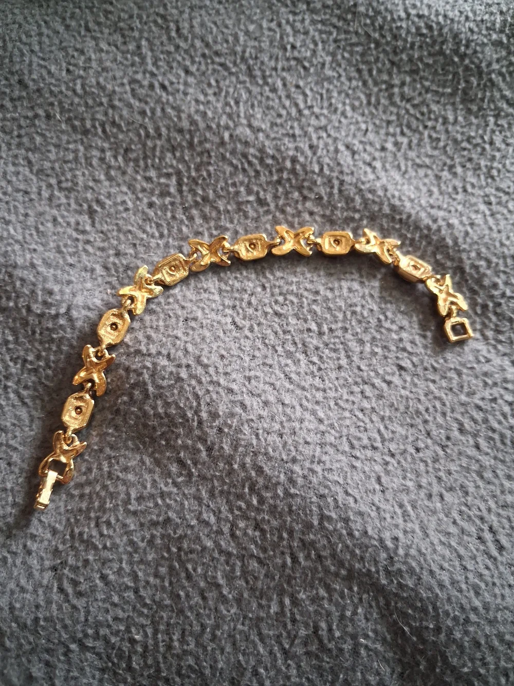 Gold-Tone Bracelet with Red and Clear Stones